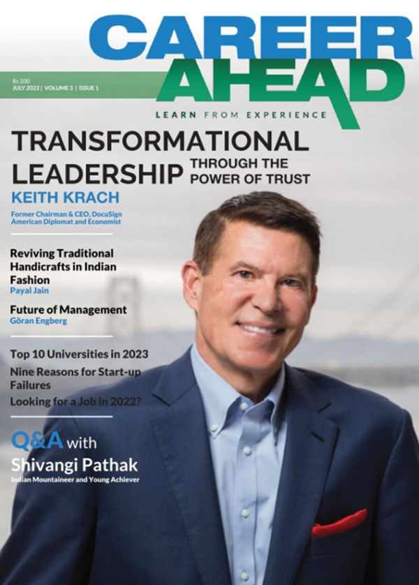 Cover of the July 2022 issue of Career Ahead, featuring Keith Krach.