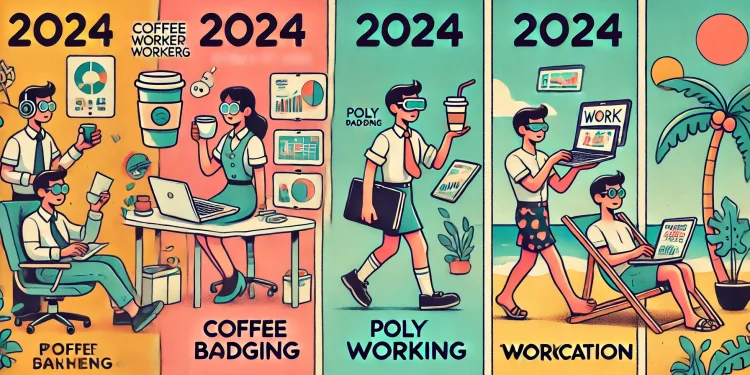 Coffee Badging," "Polyworking," and "Workcation