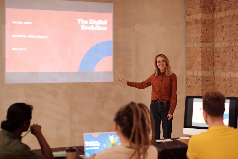 Young leader presenting at a conference