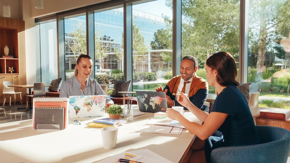 Entrepreneur brainstorming in a modern workspace.