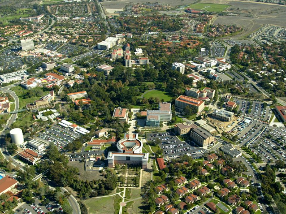 Aerial view of the University of California, Irvine campus, illustrating research funding's impact on world‑class universities.