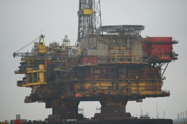 A black and yellow industrial machine, illustrating the machinery context of the Rosebank oil field debate.