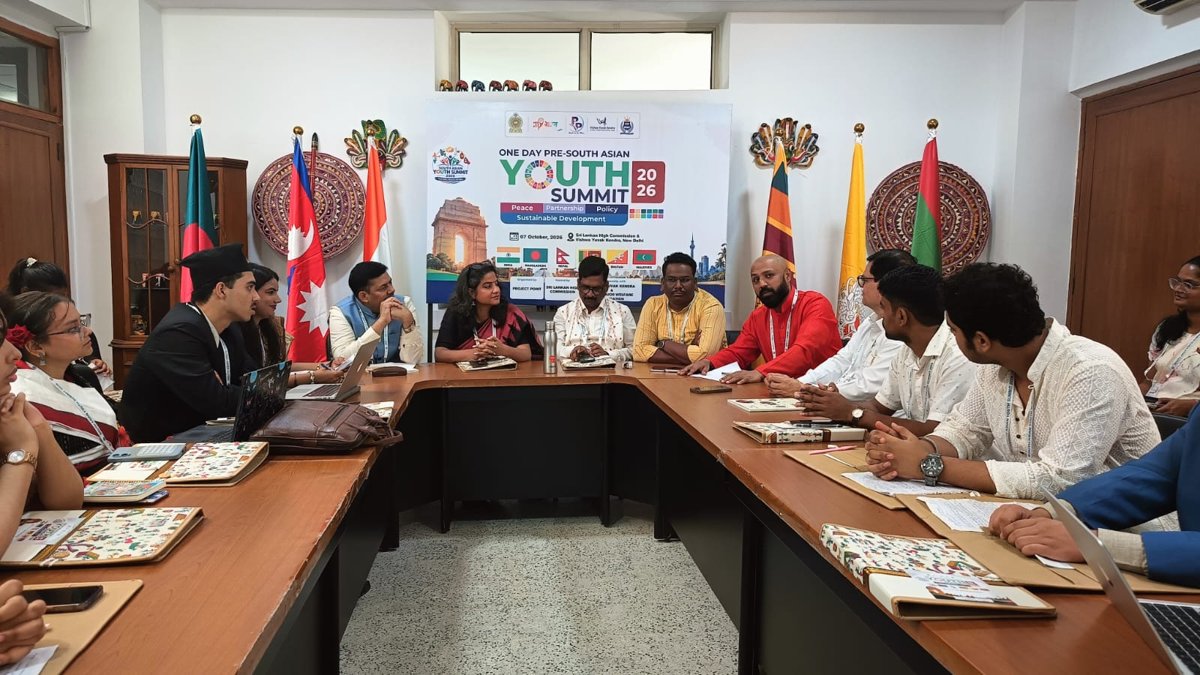 Youth delegates from six South Asian countries in discussion at the Sri Lanka High Commission, New Delhi